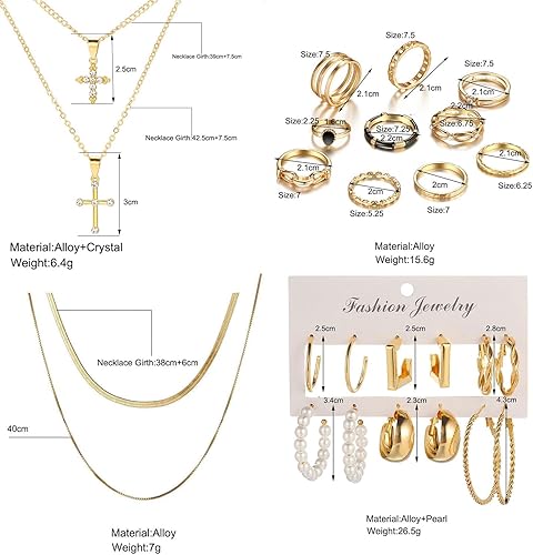 73 Pcs Gold Jewelry Set  for Women Pack for Friendship Party Gift