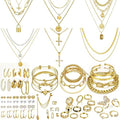 73 Pcs Gold Jewelry Set  for Women Pack for Friendship Party Gift