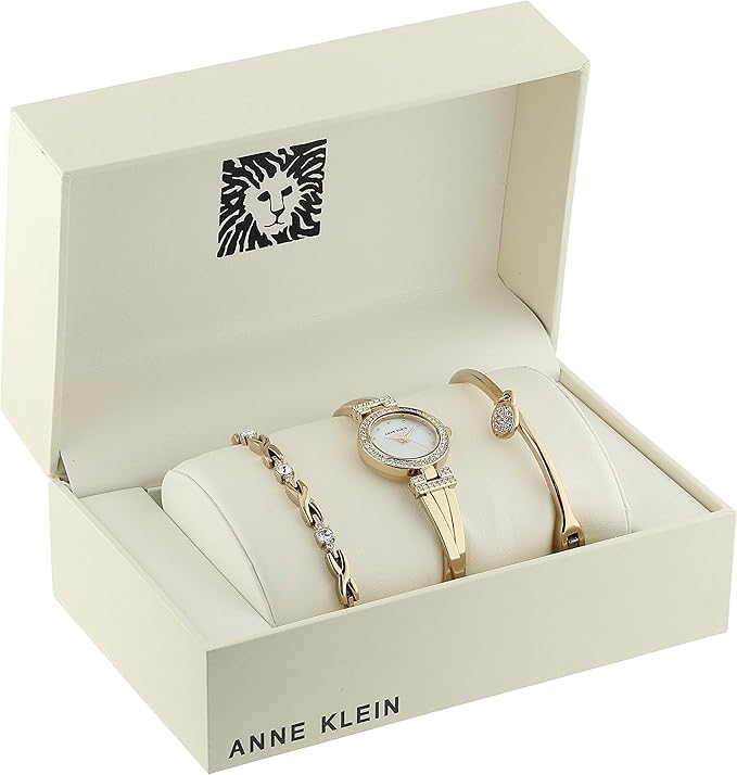 Women's Premium Crystal Accented Bangle Watch and Bracelet Set