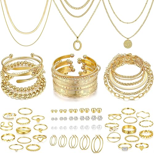 68 Pcs Gold Jewelry Set for Women
