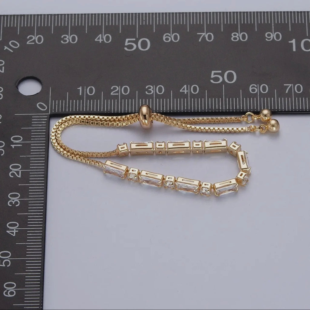 24K Gold Filled Bracelet with Clear
Baguette Cubic Zirconia