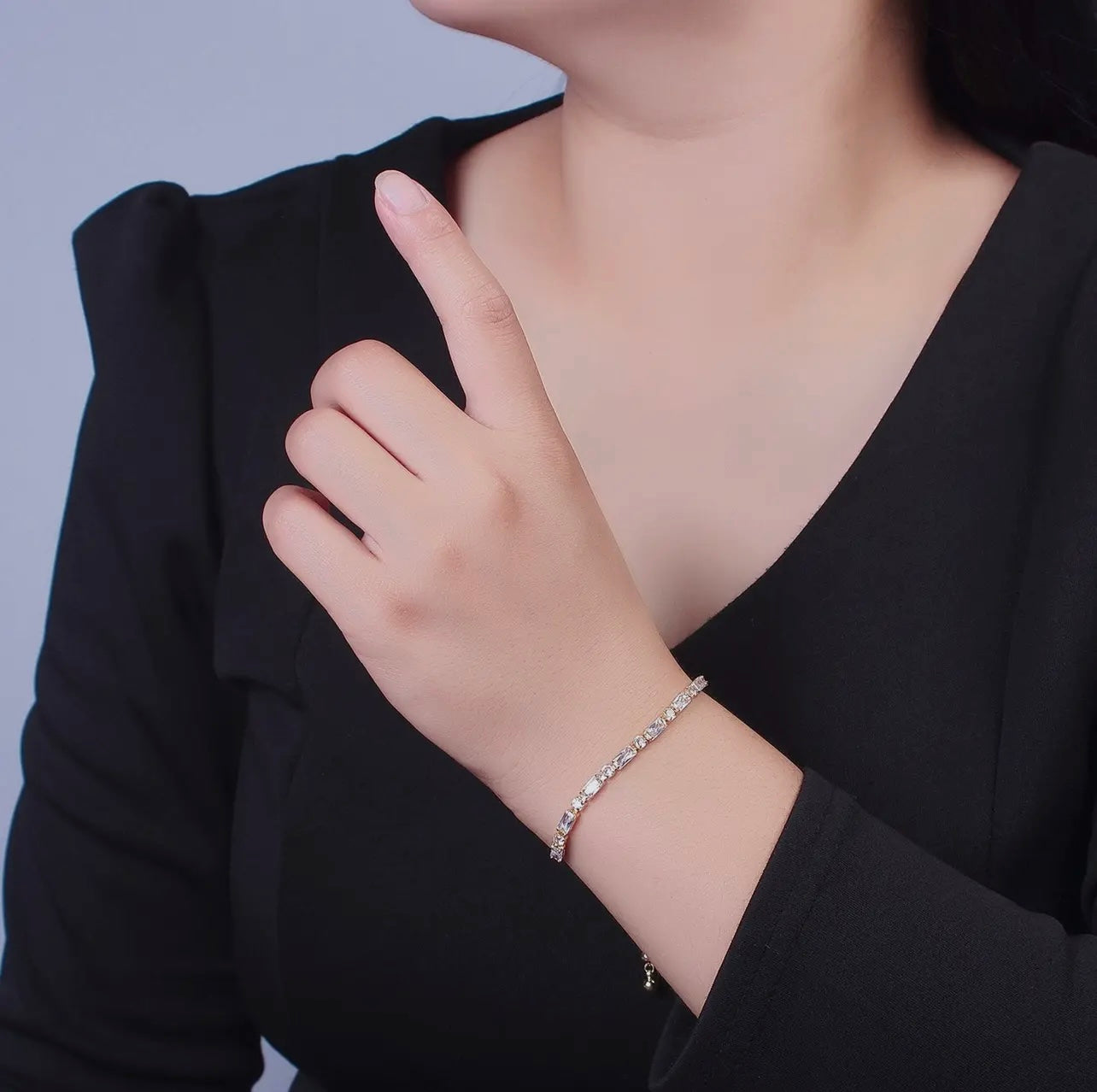 24K Gold Filled Bracelet with Clear
Baguette Cubic Zirconia