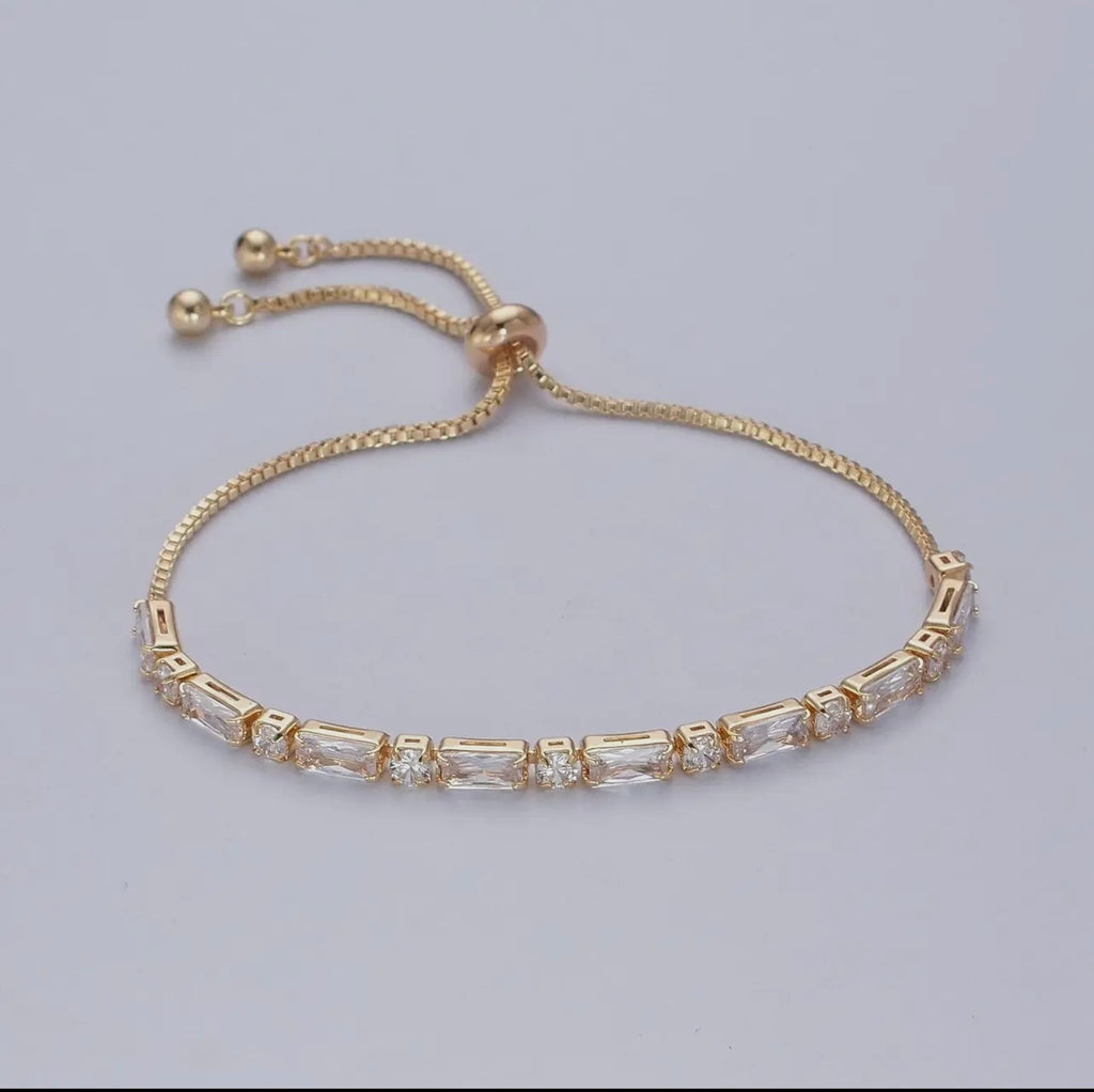 24K Gold Filled Bracelet with Clear
Baguette Cubic Zirconia